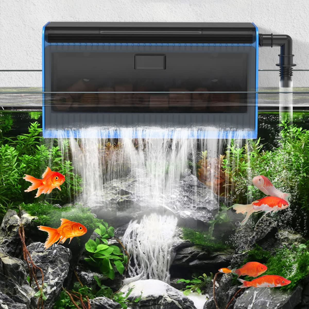 LONDAFISH Aquarium Filter Box - High Lift Submersible Water Pump with Waterfall Flow for Fish Tanks, Hydroponics & Fountain | Includes Filter Media & Accessories | Perfect for Freshwater & Saltwater Aquariums, Indoor Water Features