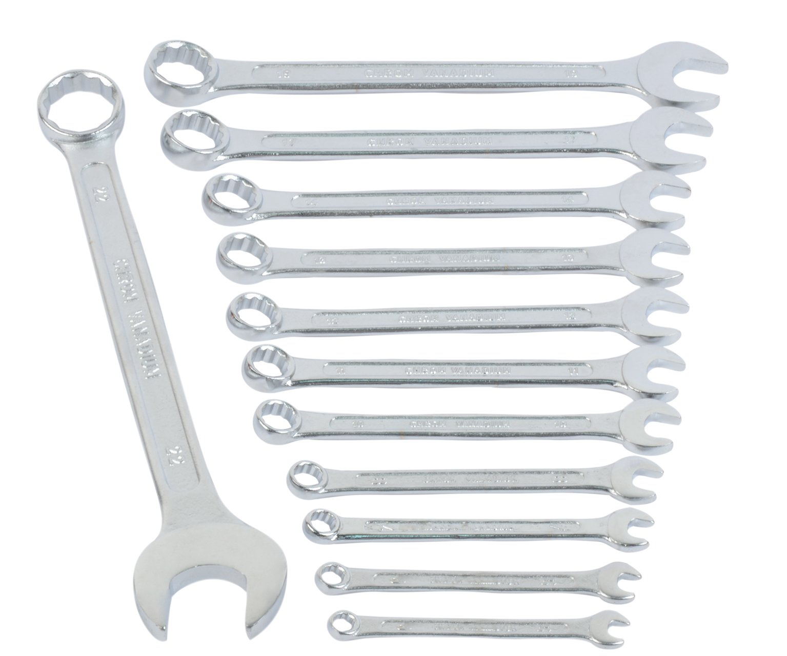 Brueder Mannesmann M 130-12 Professional Chrome Vanadium Steel Ring Spanner Set (12-Piece) - Perfect for Automotive Repair, Machinery Maintenance & DIY Projects