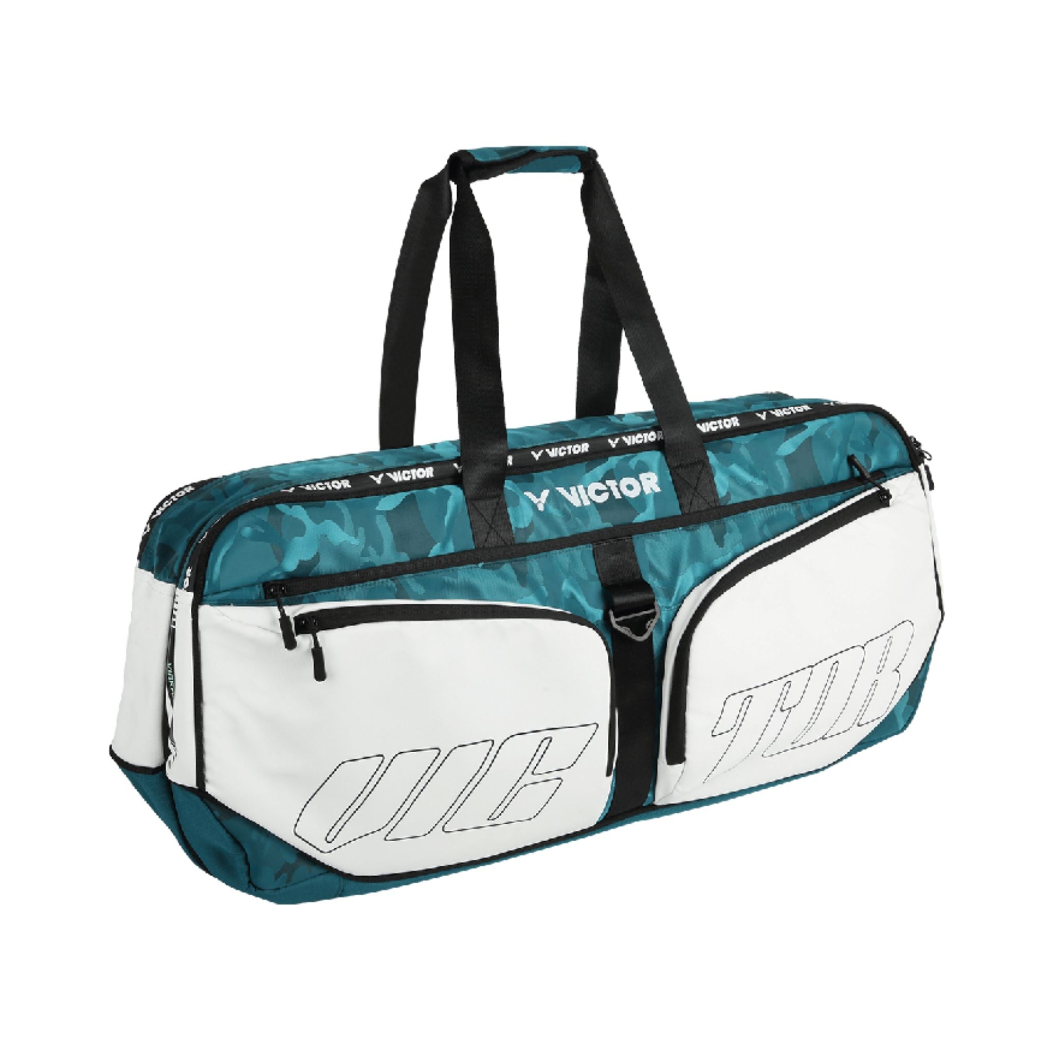 Victor BR3650AG Professional Rectangular Badminton Racket Bag [White/Verdigris] - Perfect for Tennis, Badminton & Squash Players - Gym, Travel & Sports Equipment Storage