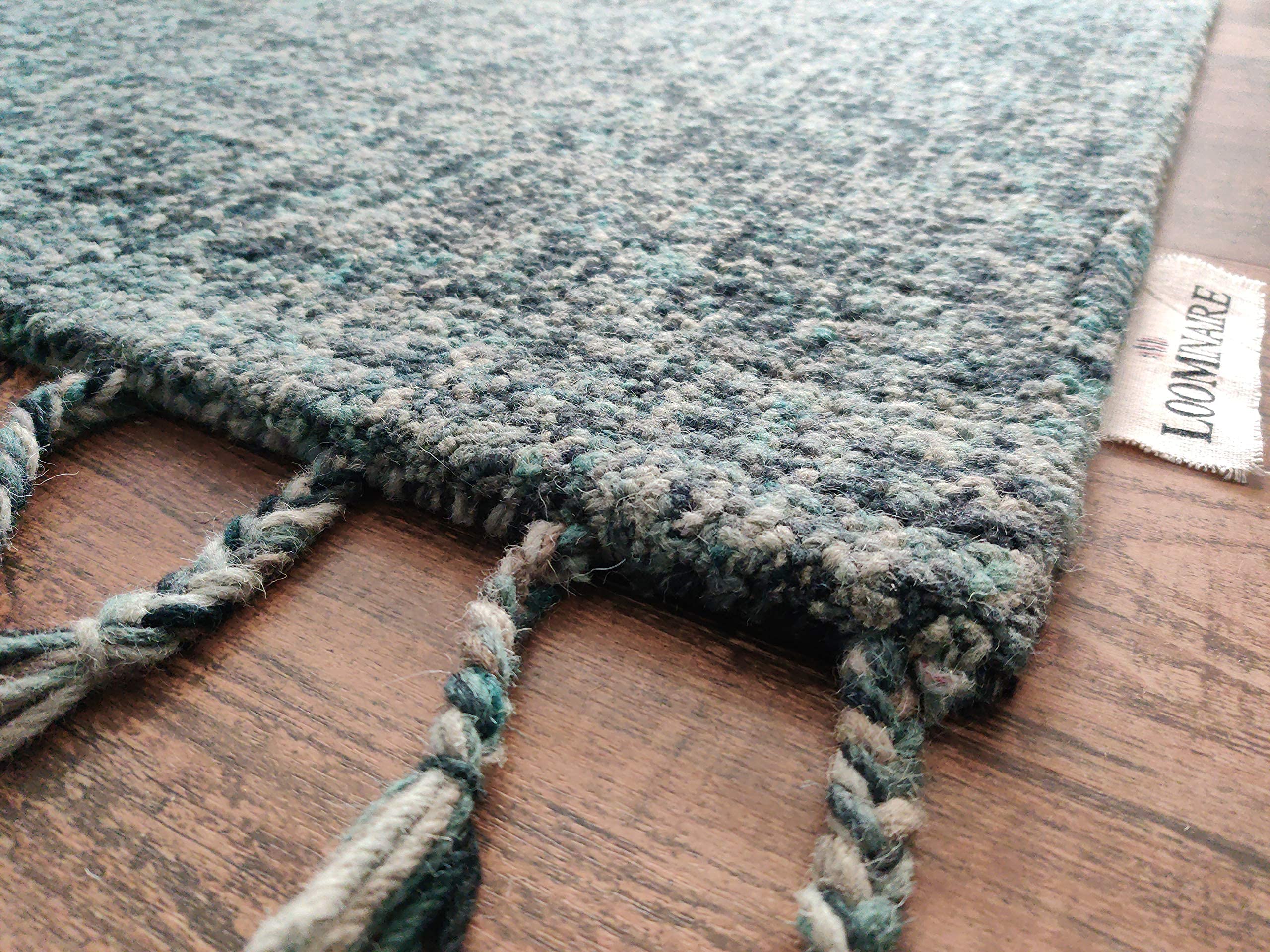 Handmade Nomad Midnight Blue Wool Rug - Natural Fiber, Easy Maintenance - 3'6