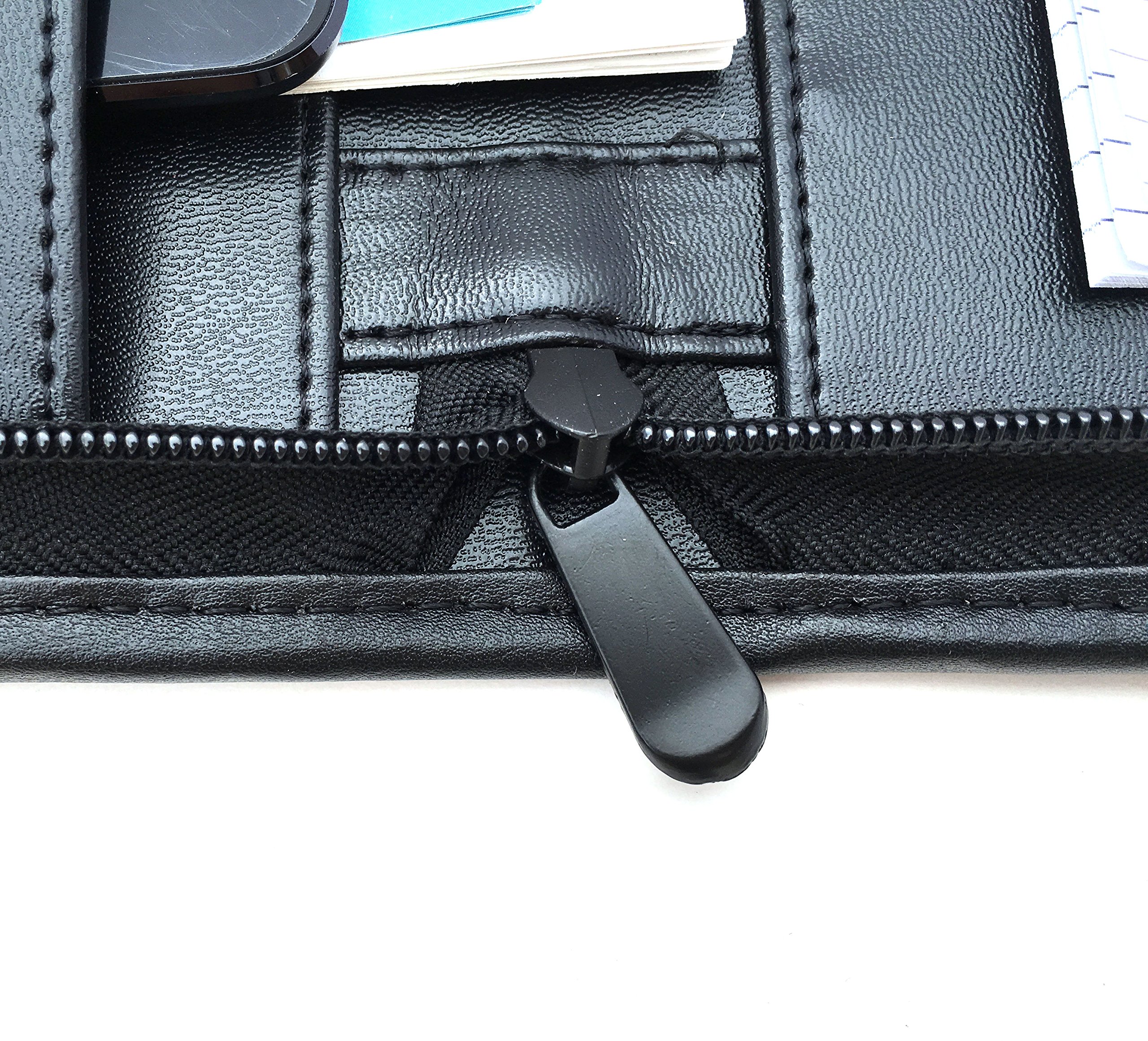 Compact Black Zipper Padfolio with Notepad - 10.8