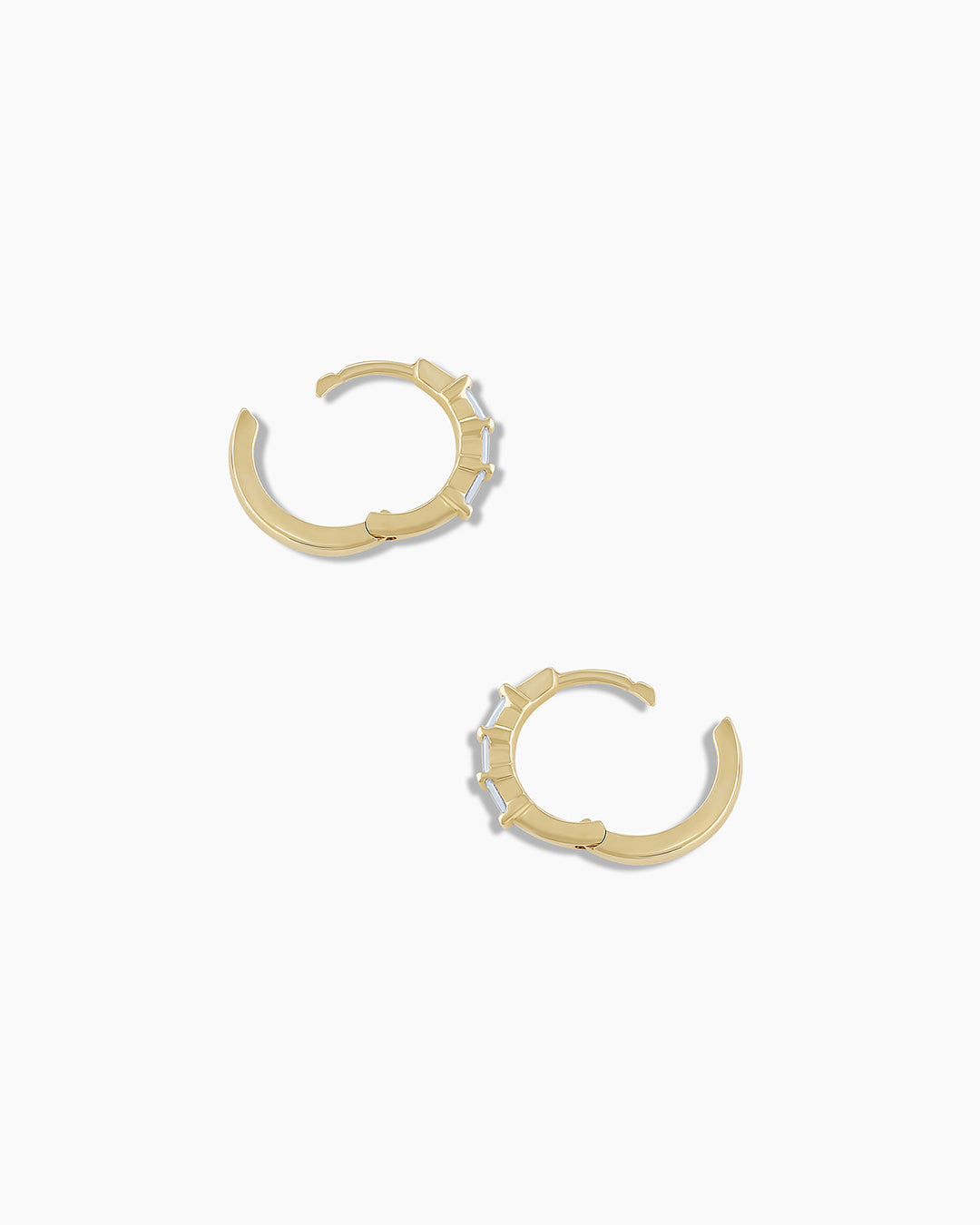 Baguette White Sapphire Huggie Earrings – Elegant & Dainty Hoop Earrings for Women | Perfect for Weddings, Parties & Everyday Wear