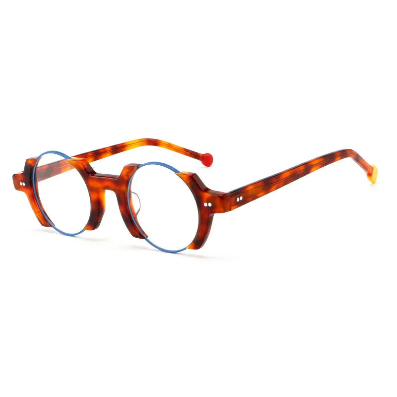 CCspace Unisex Semi-Rim Round Acetate Eyeglasses Frame 301778 - Lightweight & Durable for Reading, Work & Fashion