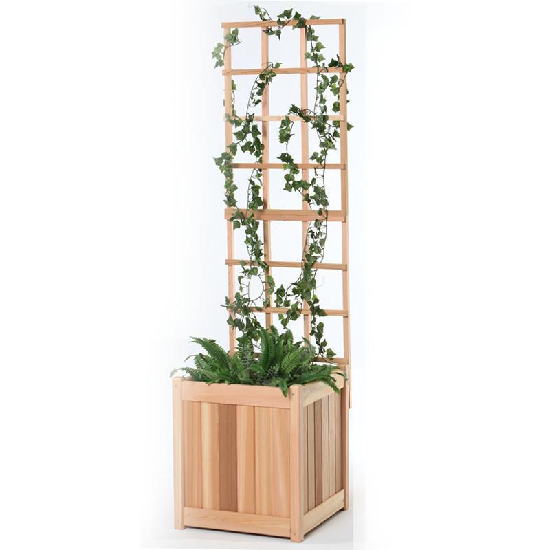 Premium Cedar Planter with Trellis Set - Natural Wood Raised Garden Box for Climbing Plants, Flowers & Vegetables | Outdoor Patio, Balcony & Backyard Decor