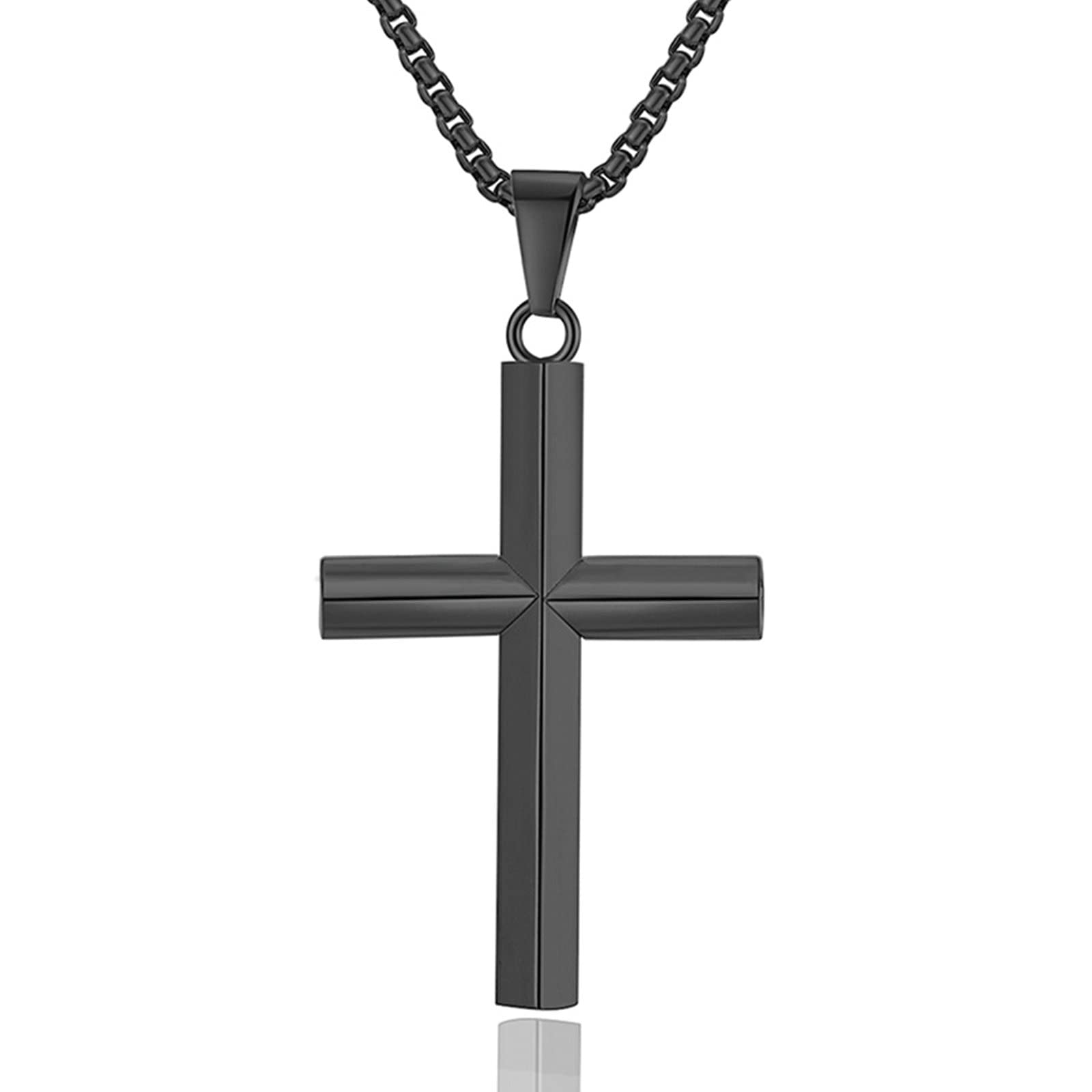 Bcughia Men's Stainless Steel Chain Necklace - High Polished Cross Design with Lobster Claw Clasp | Trendy Vacation Jewelry for Men | Perfect for Gifts, Parties, and Everyday Wear