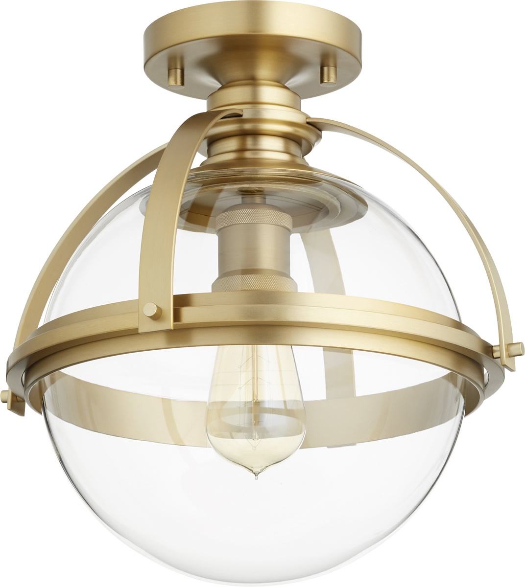 13W Single Light Ceiling Flush Mount Fixture in Aged Brass - Perfect for Bedroom, Hallway, and Entryway Lighting