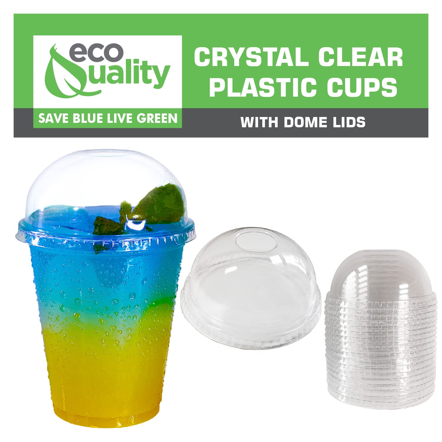 1000 Pack 12 oz Clear Plastic Disposable Cups with Dome Lids - Iced Coffee, Smoothie, Juice, Soda & Cocktail Party Cups - Perfect for Coffee Shops, Restaurants, Catering & Events