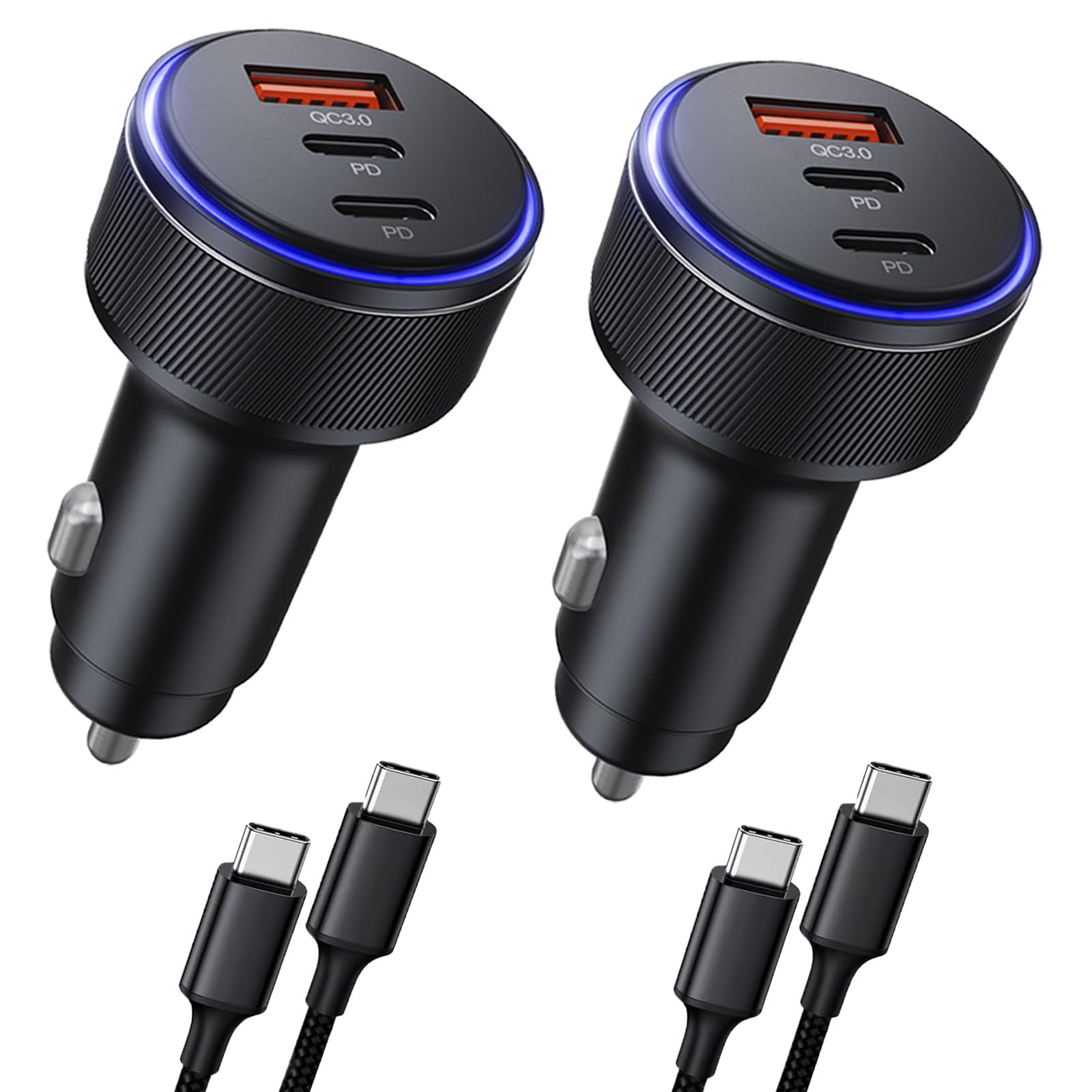 90W 3-Port Car Charger for iPhone 16/Pro Max - Fast USB-C Charging for Road Trips