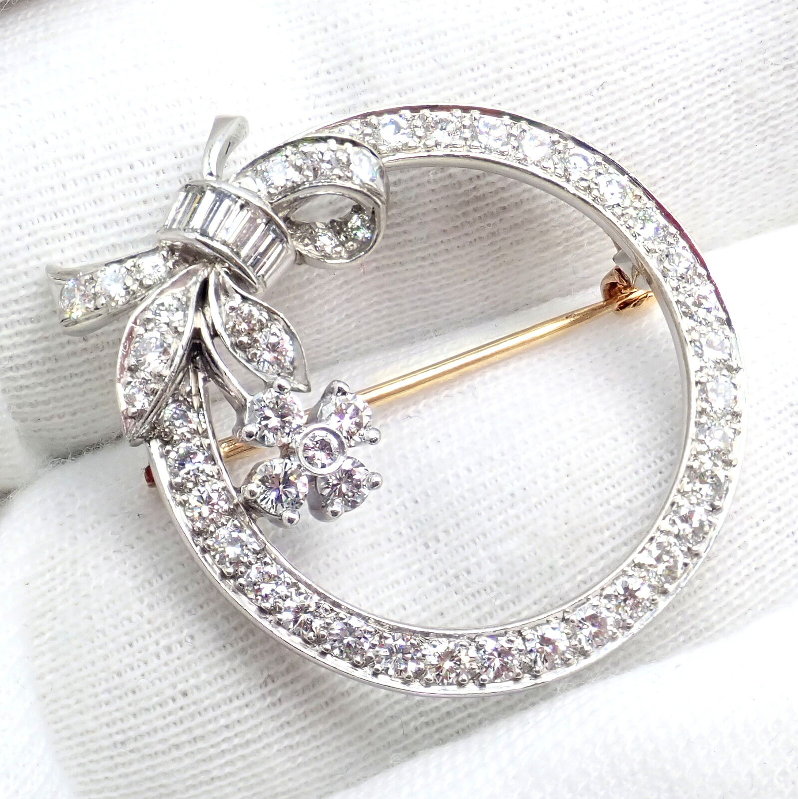 Authentic Tiffany & Co. Vintage 1920's Platinum Circle Pin Brooch with 2.1ct Diamonds - Elegant Antique Jewelry for Collectors & Special Occasions