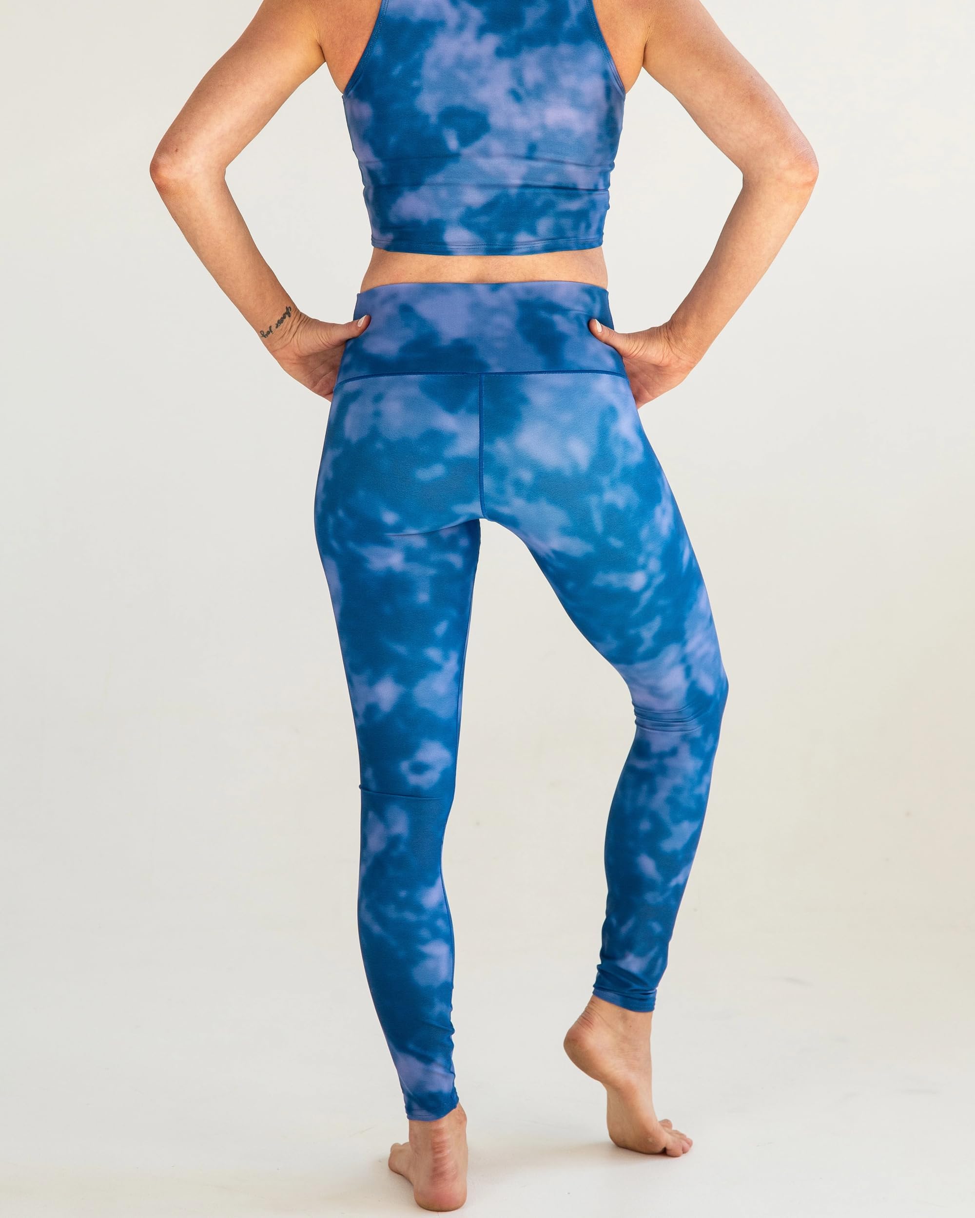 Colorado Threads Indigo Fog Yoga Pants for Women - High Waisted Workout Leggings with Moisture Wicking & 4-Way Stretch - Perfect for Yoga, Gym, Running & Lounge Wear