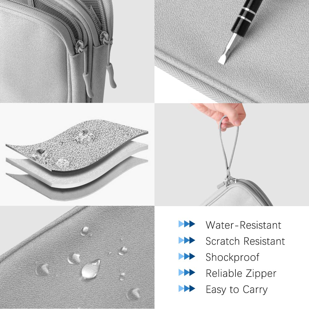 Travel Cable Organizer Bag - 3-Layer Water-Resistant Electronics Accessories Pouch, Portable All-in-One Gadget Storage Case (Grey) | Perfect for Business Trips, Commuting & Home Organization