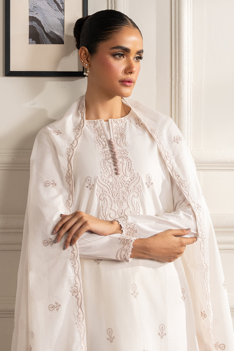 Ivory Whisper 2-Piece Set (Shirt & Dupatta) - Elegant Ethnic Outfit for Women, Parties & Festivals