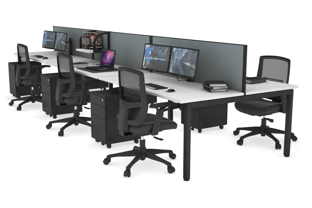 Quadro Square Legs 6-Person Office Workstation Desk [1600L x 700W] - Perfect for Team Collaboration & Open Office Spaces