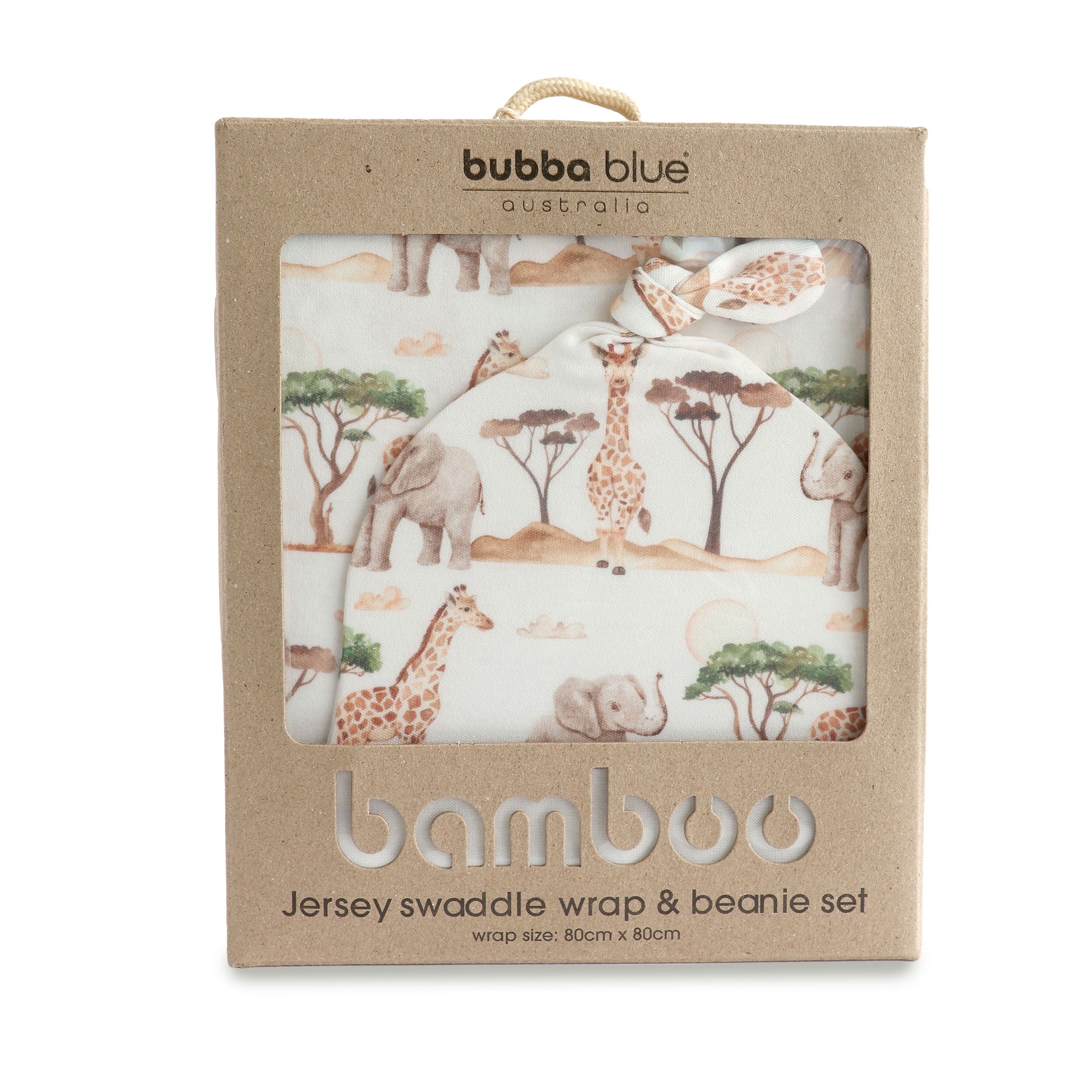 Adventure Bamboo 2-Piece Organic Cotton Jersey Swaddle & Beanie Set for Newborns - Soft Baby Wrap Blanket and Hat Gift Set for Hospital, Photo Shoots & Nursery
