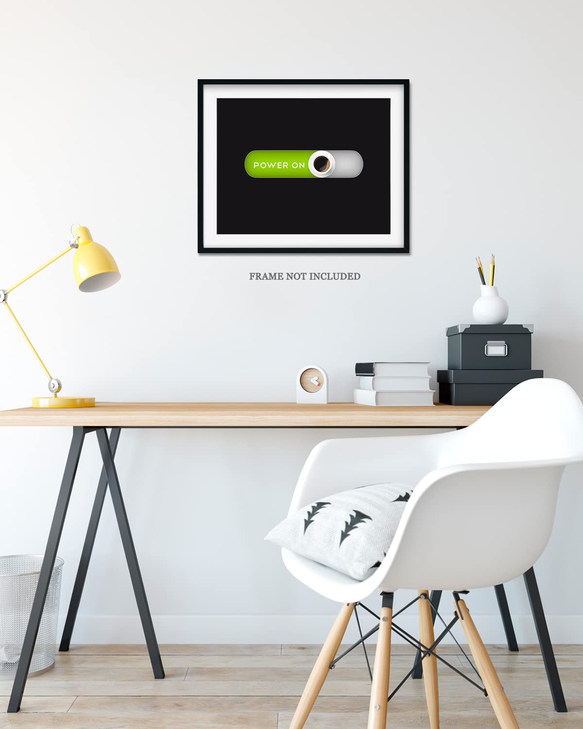 Govivo Power On Coffee Station Print - Modern Kitchen & Coffee Bar Decor - Minimalist Home & Office Wall Art - 14x11 Inches Unframed - Perfect for Coffee Lovers, Kitchen Countertop & Workspace Decor