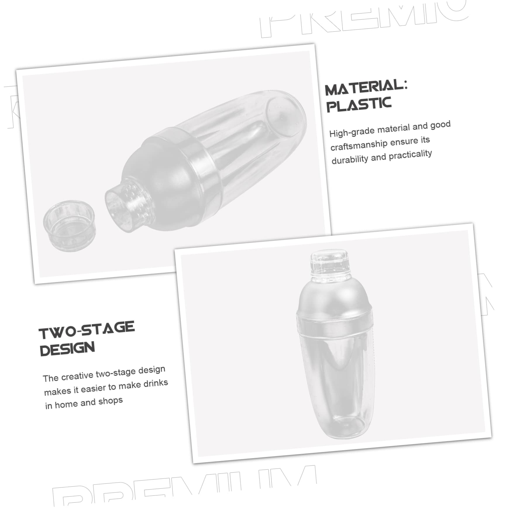 Premium 700ml Plastic Cocktail Shaker Set - Durable, Easy-Clean Bar Tool for Milk Tea, Cocktails & Smoothies | Perfect for Home Bars, Parties & Professional Mixologists