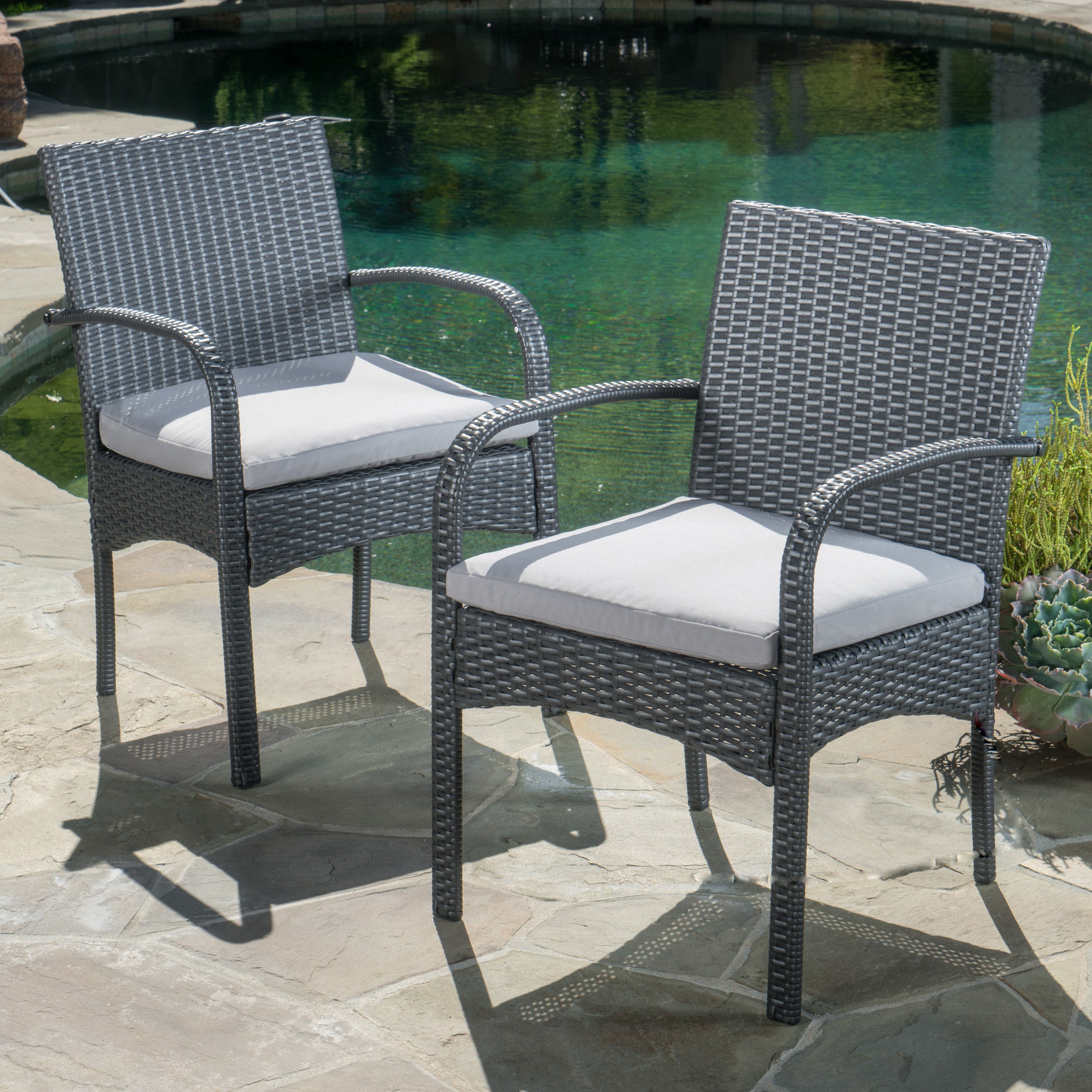 CORDOBA KD PE Wicker Dining Chairs - Set of 2, Rattan Outdoor Patio Chairs for Dining Room, Backyard, Garden & Poolside Relaxation