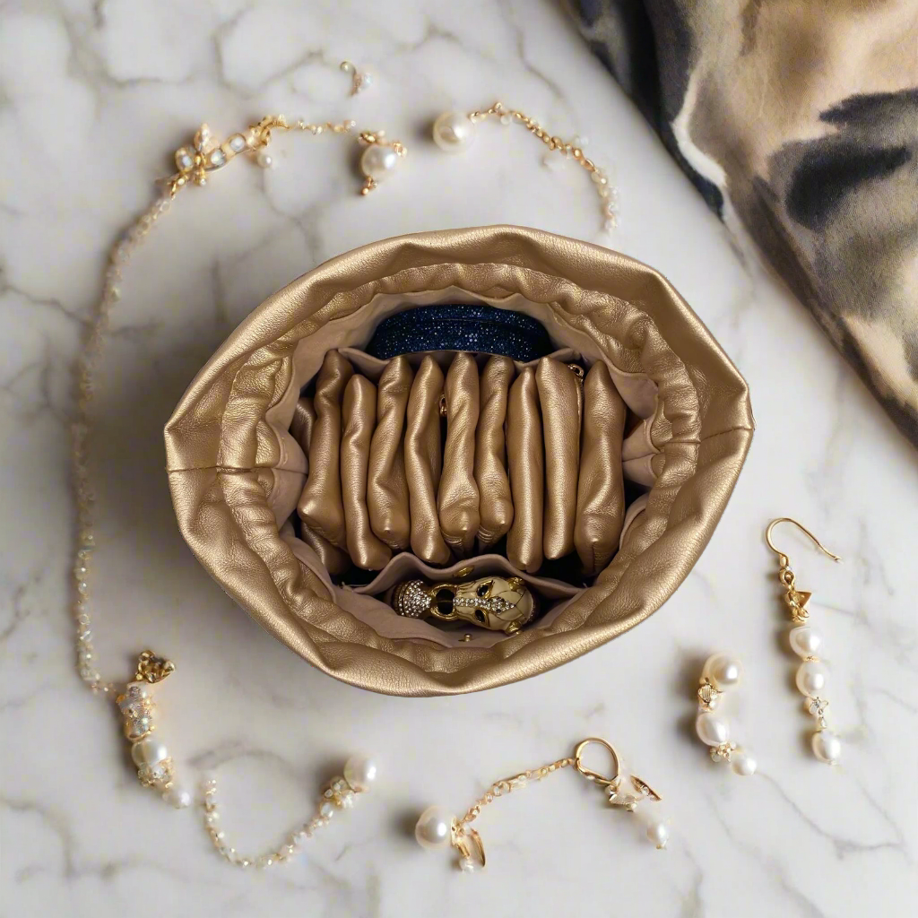 Oprah's Favorite Things 2021 - Premium Jewelry Organizer Case in Nude & Gold | Perfect for Travel, Home Storage & Gift Giving