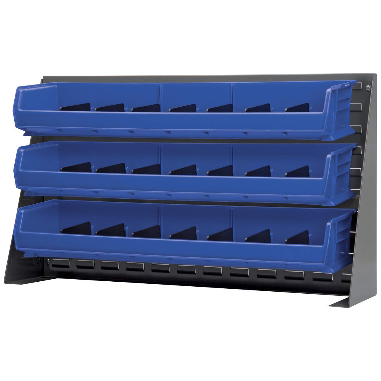 Akro-Mils 30320 AkroBins Plastic Storage Bins - 4-Pack Hanging Stackable Organizer Containers (9x33x5 Inches, Blue) - Perfect for Garage, Workshop, Warehouse & Retail Storage Organization