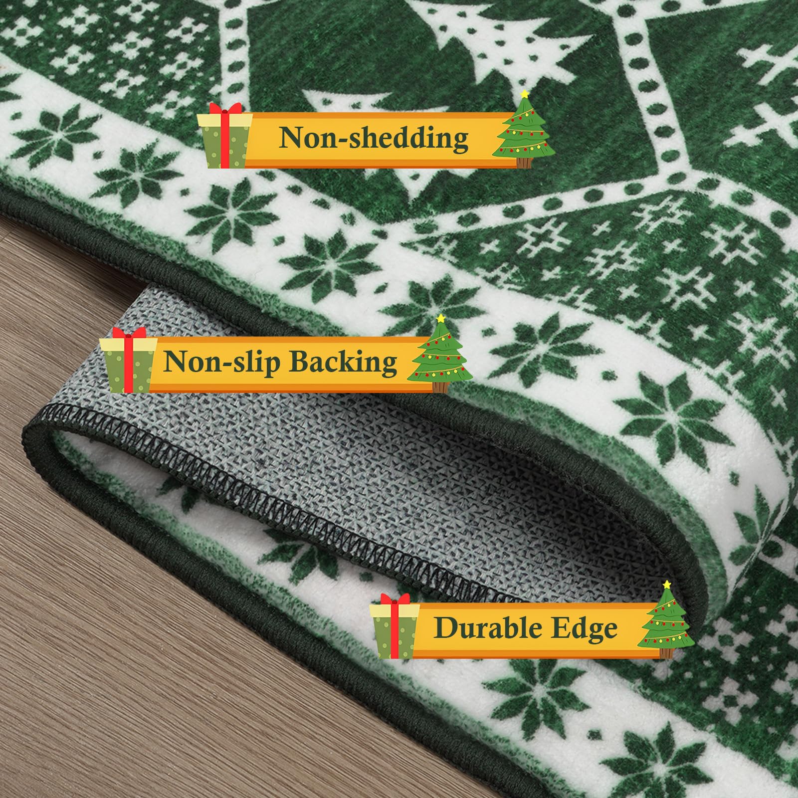 Seavish 8x10 Christmas Area Rug - Soft Low Pile Washable Indoor Rug for Living Room, Bedroom, Dining Room & Entryway - Non-Shedding Holiday Decor Floor Carpet - Perfect for Festive Home Decor and Cozy Winter Gatherings