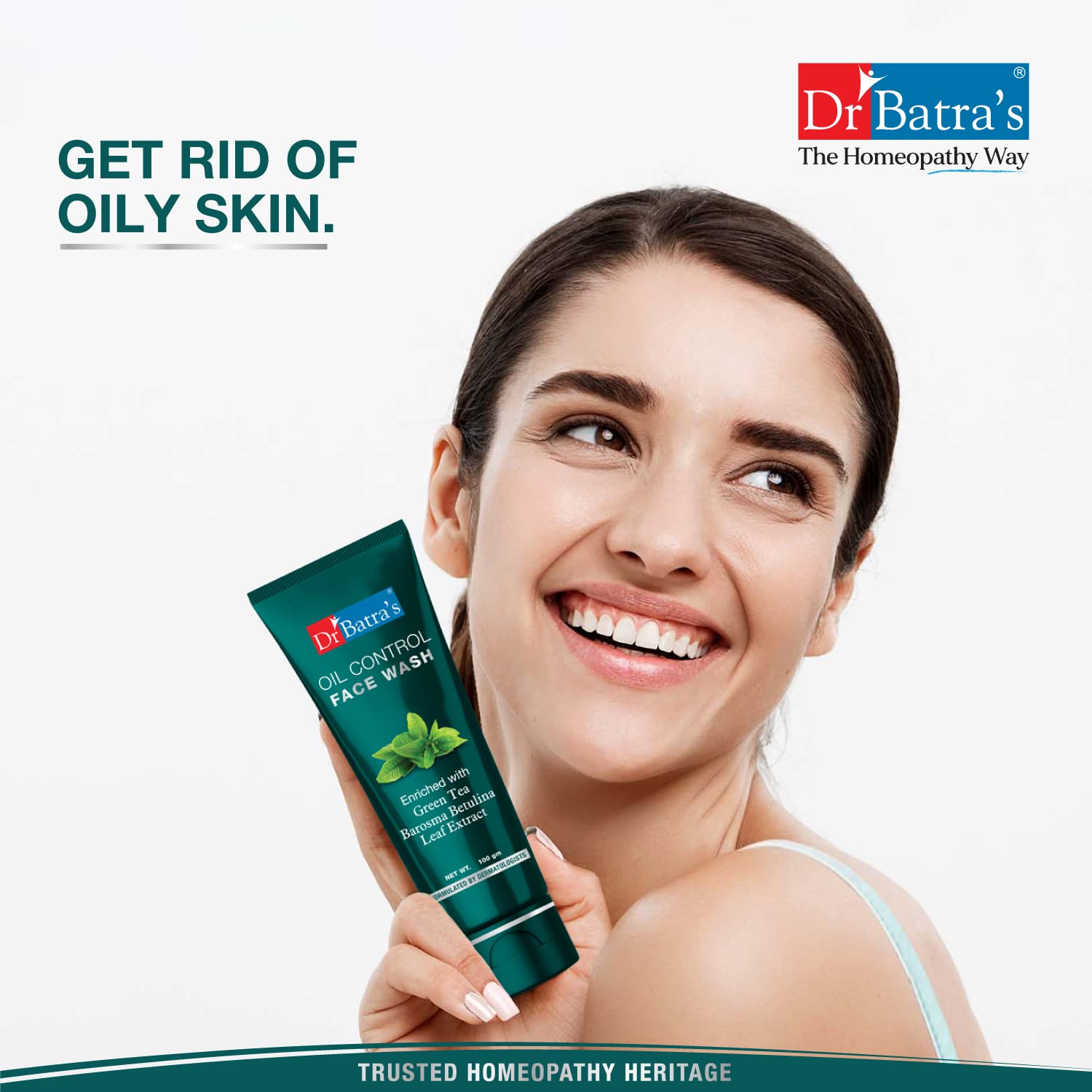 Dr. Batra's Oil Control Face Wash - Sulphate, Silicone & Soap Free with Barosma Betulina & Echinacea Extract for Oily & Clear Skin (100g, Pack of 2) | Gentle Daily Cleanser for Acne-Prone & Combination Skin