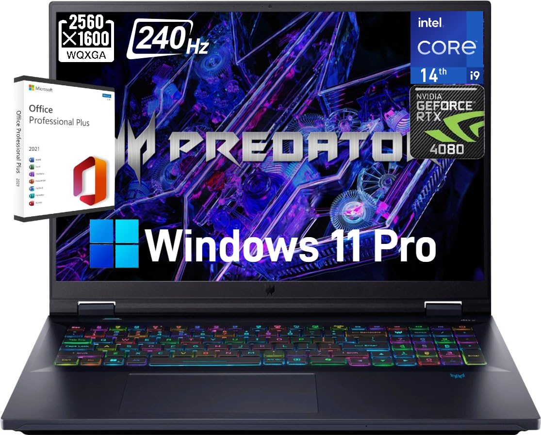 Acer Predator Helios 18 Gaming Laptop - i9 RTX 4080 240Hz for Pro Gaming