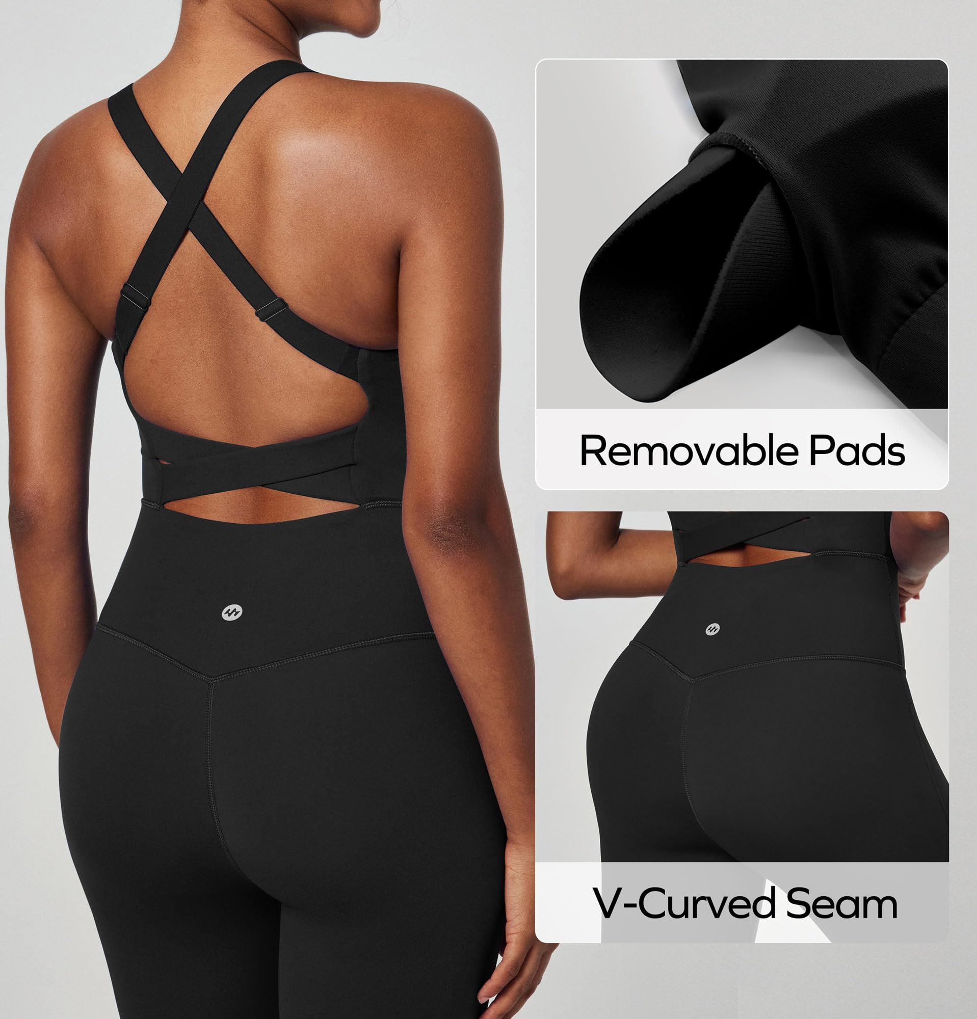 Ewedoos Women's Workout Jumpsuit - Tummy Control One Piece Bodysuit with Adjustable Straps for Yoga, Pilates & Gym | Comfortable Fitness Outfit for Women's Activewear