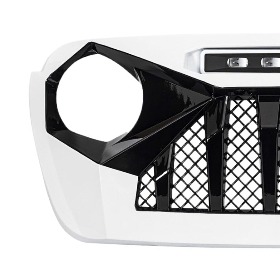 2018-2023 Jeep Wrangler JL & Gladiator JT White & Black Demon Grille with LED Off-Road Lights (Non-Trailcam Version) - Rugged Style Upgrade for Off-Roading & Jeep Enthusiasts