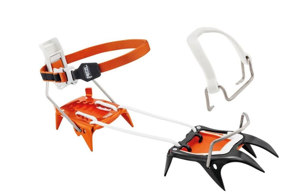 PETZL Irvis Hybrid Crampons - Lightweight Ice & Snow Traction Cleats for Mountaineering & Alpine Climbing - One Size Fits Most - Orange - Perfect for Glacier Travel & Winter Hiking