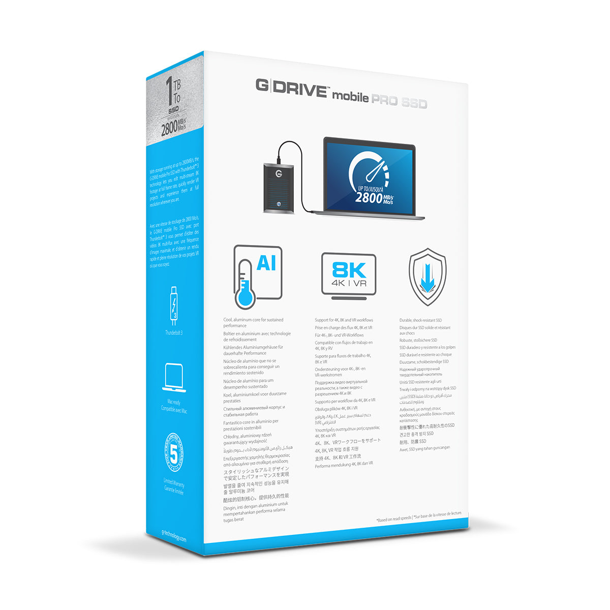 G Technology 1TB G-Drive Mobile Pro Thunderbolt 3 External SSD - Portable Storage for Mac & PC, High-Speed Data Transfer for Photographers & Video Editors