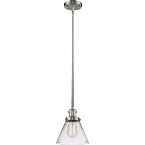 8 Inch Wide 10 Inch High Large Cone Stem Pendant Light - Perfect for Dining Room, Kitchen Island, or Entryway Lighting