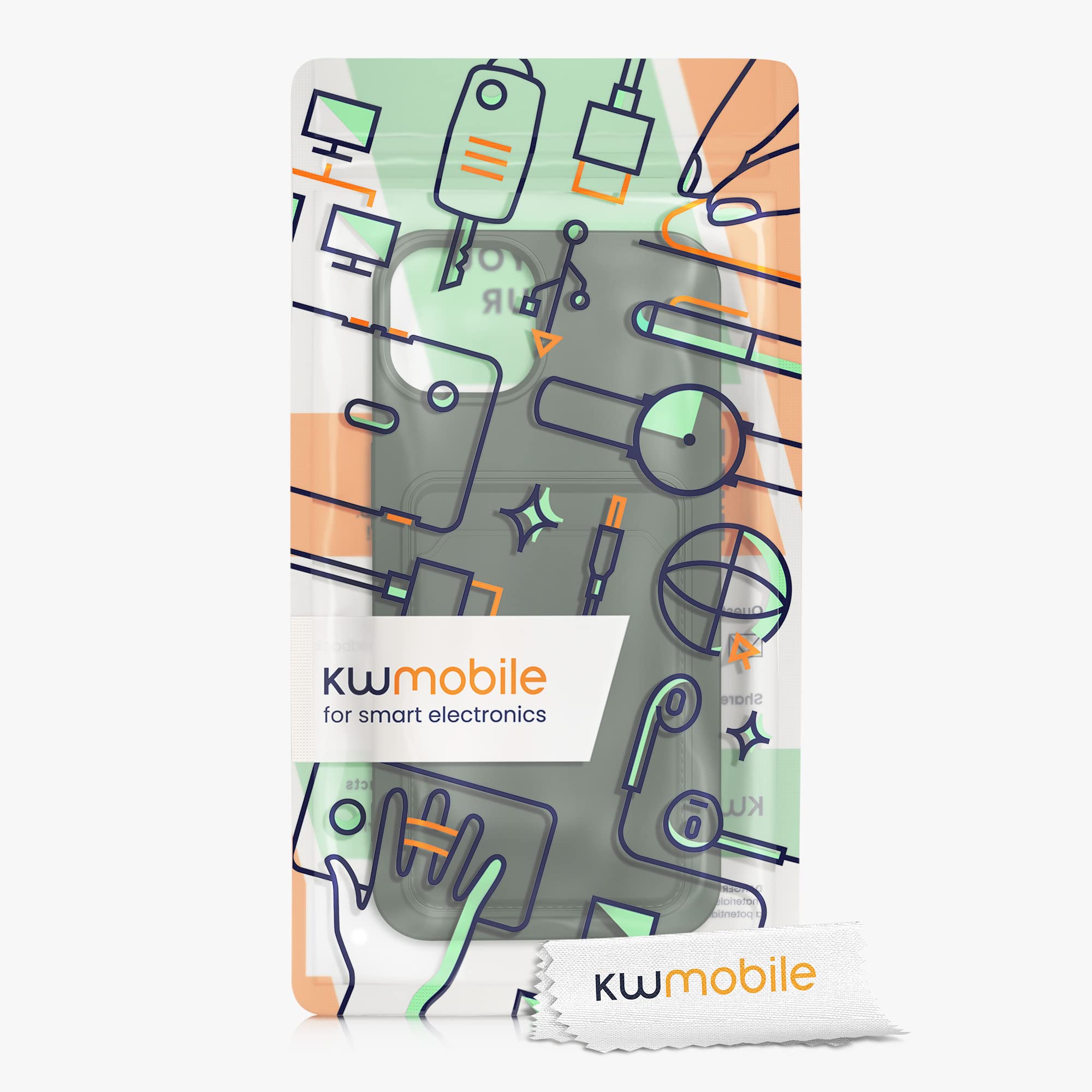 kwmobile Shockproof TPU Case for Apple iPhone 13 with Credit Card Holder - Slim Protective Phone Cover in Dark Green - Perfect for Everyday Use, Travel & Outdoor Activities