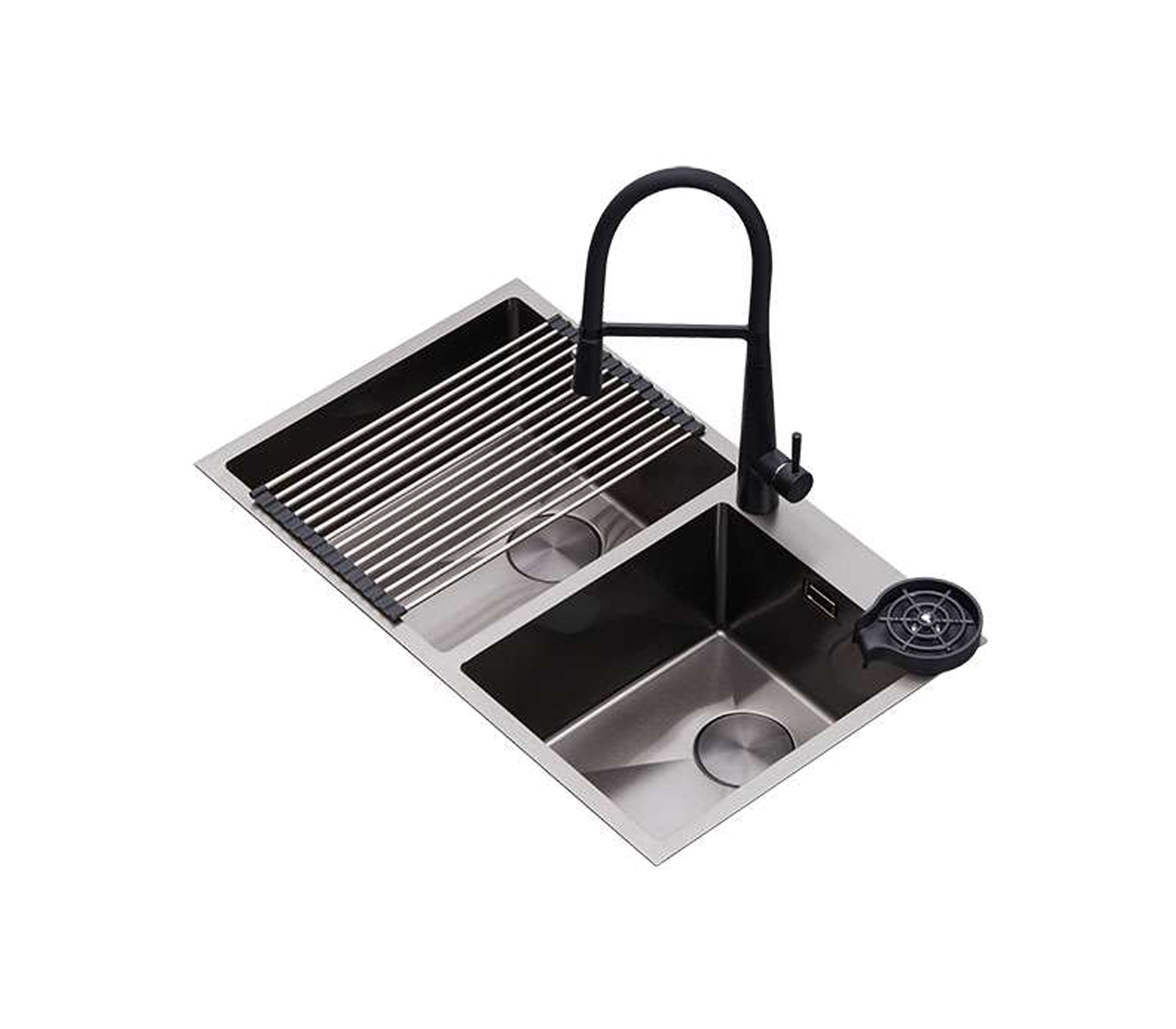 Lucca 84 Double Bowl Stainless Steel Kitchen Sink with Accessories | Durable & Stylish for Modern Kitchens | Perfect for Food Prep, Dishwashing & Entertaining