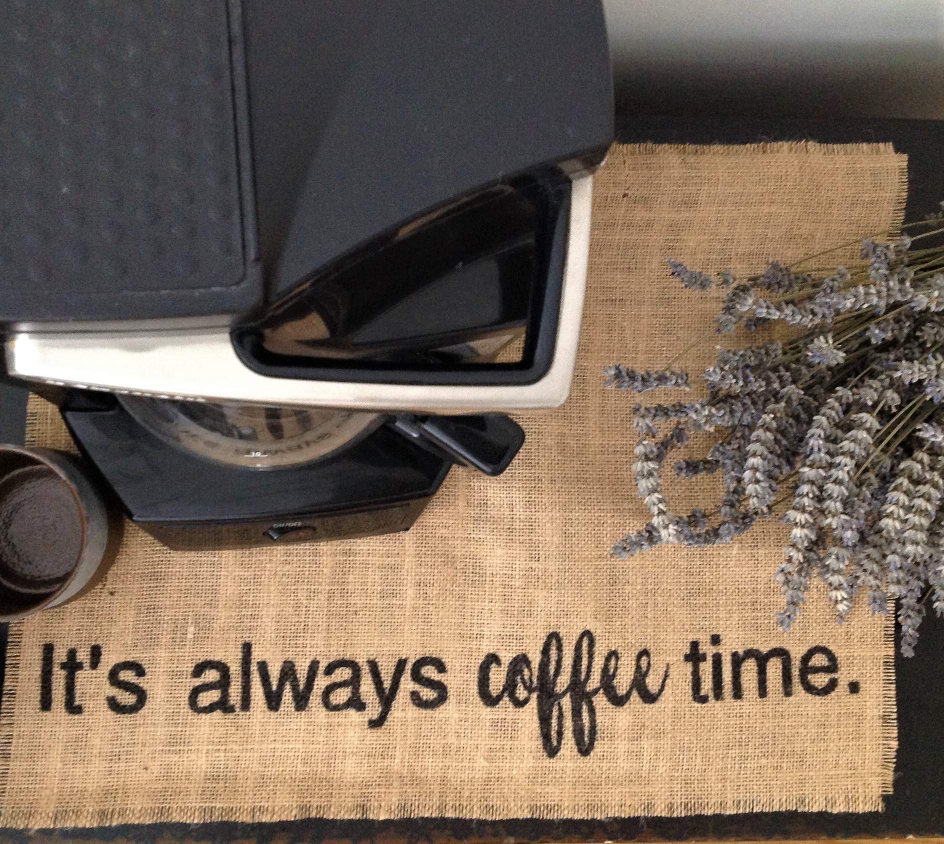Rustic Burlap Coffee Maker Mat - Keurig Placemat, Coffee Bar & Farmhouse Decor, Non-Slip Pot Mat - Perfect for Coffee Stations, Kitchen Countertops & Gifts for Coffee Lovers