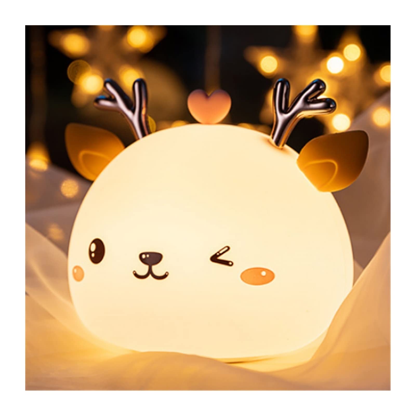 Cute LED Night Light with Touch Sensor - 7 Color Changing Silicone Deer Lamp for Kids & Baby Nursery - USB/Battery Powered Desktop Decor - Perfect for Bedtime, Nursery, Dorm Room & Gift Giving