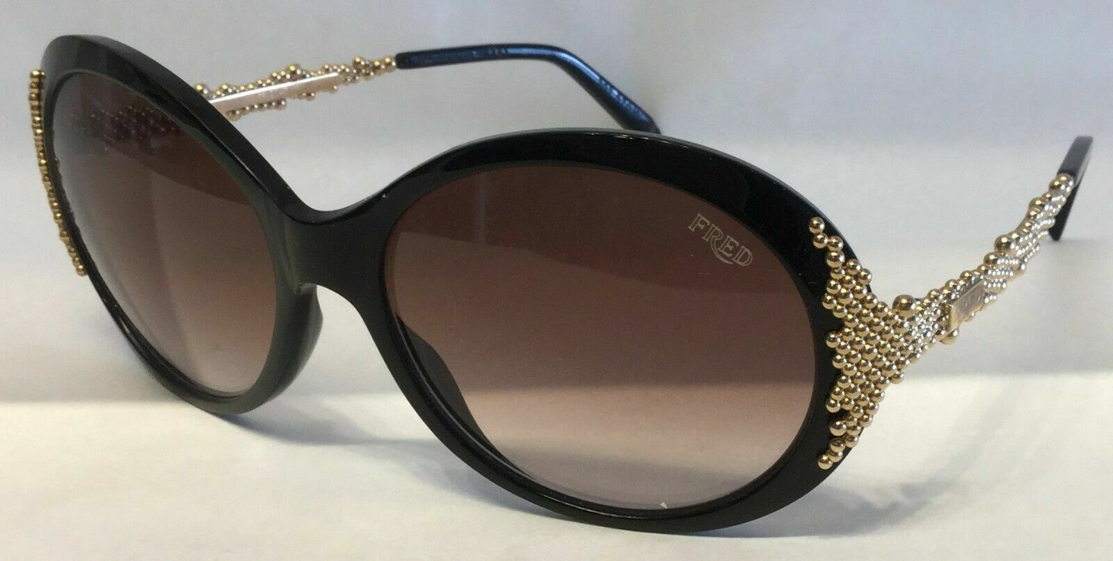 Fred Pearls 8451 Black/Gold Gradient Pearl Sunglasses for Women - Stylish UV Protection Shades for Beach, Driving & Outdoor Fashion