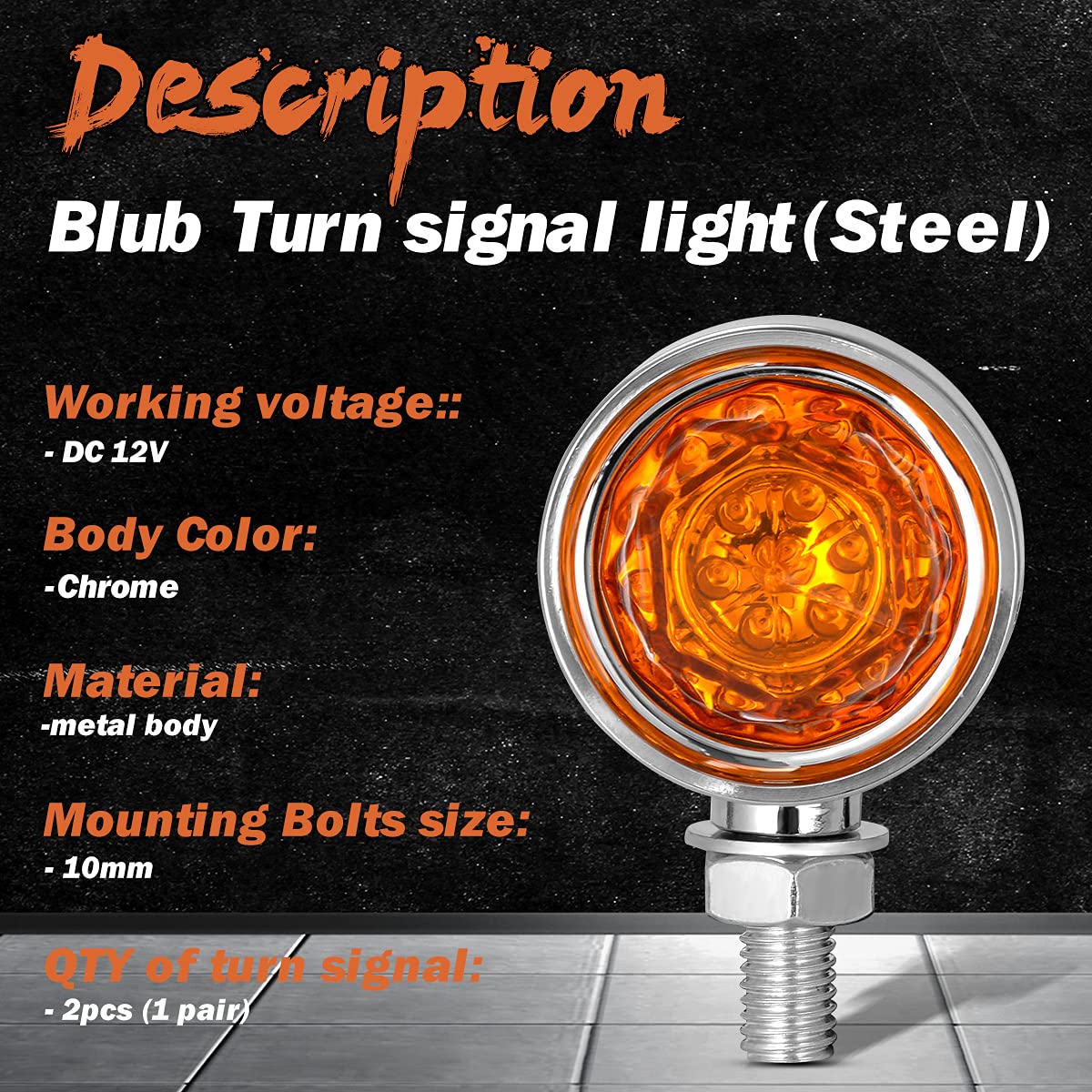TUINCYN Universal 12V Motorcycle LED Turn Signal Lights - Amber Front & Red Rear Bullet Blinkers with Braking Function (2-Pack) - Durable Replacement for Motorbike Running Lights | Ideal for Harley, Cruiser, and Street Bike Safety Upgrades