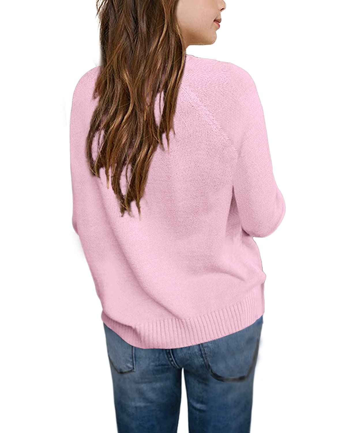 Batermoon Girls' Pullover Sweaters - Long Sleeve Cute Heart Pattern Crewneck Knit Jumper Tops for School, Casual Wear & Winter Outfits