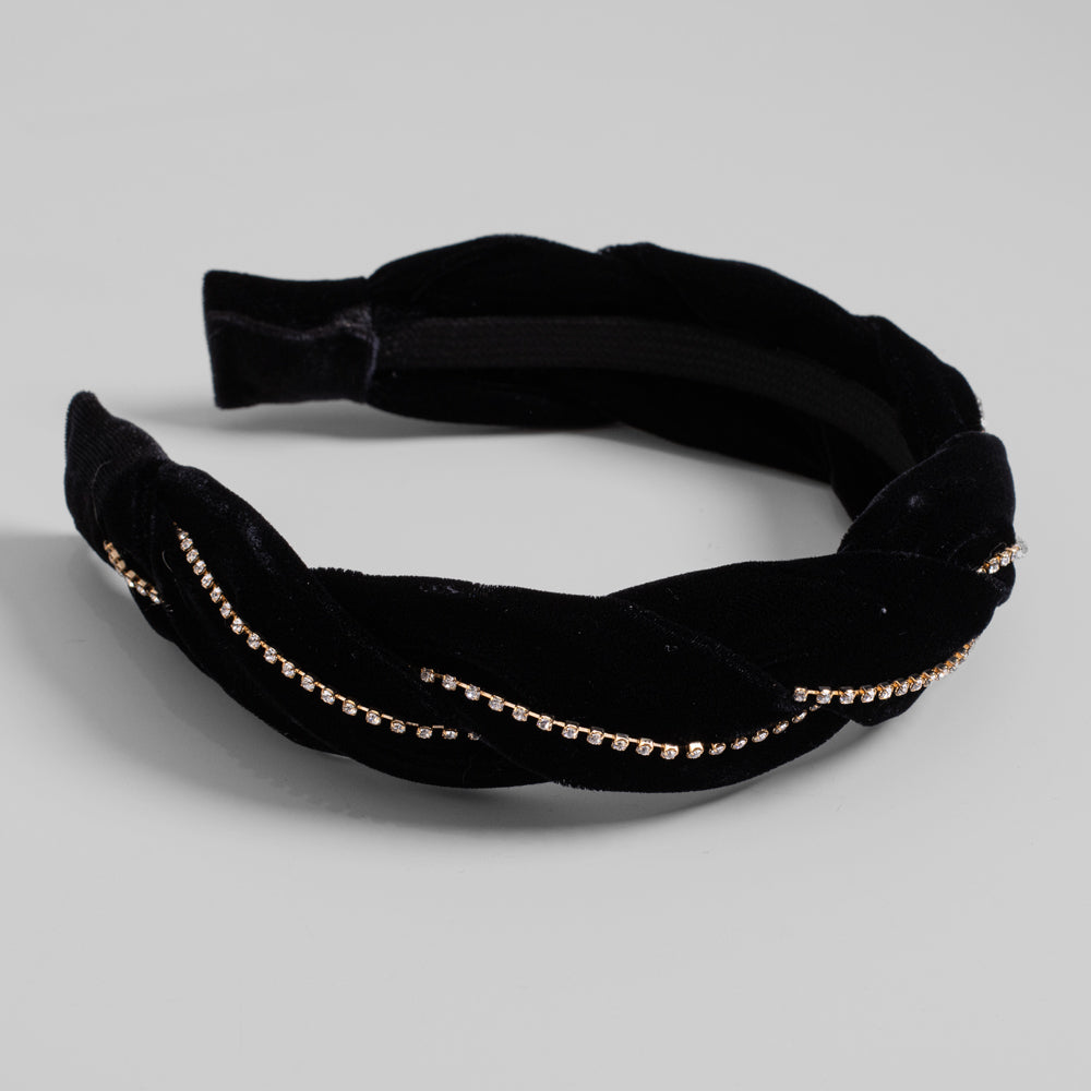 Handmade Crystal Velvet Twist Headband for Women - Elegant Hair Accessories for Parties, Weddings & Special Occasions
