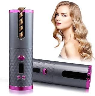 PARVY Cordless Auto Hair Curler - Rechargeable Rotating Ceramic Curling Iron with Fast Heating, 6 Temperature Settings & Timer, Auto Shut-Off - Perfect for Travel, Home Use & Salon Styling (1Pcs)