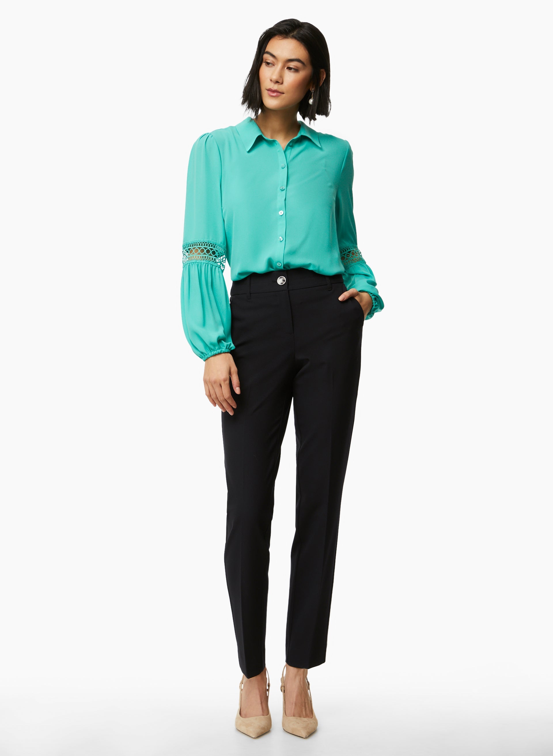 City Fit Slim Leg Pants for Women - High Waisted Stretch Trousers for Work & Casual Wear | Office, Travel & Everyday Comfort