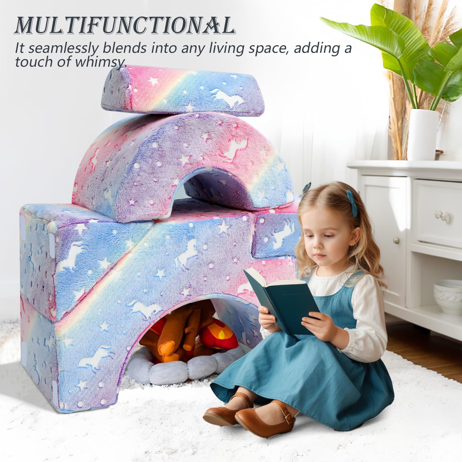 MeMoreCool Foam Climbing Toddler Couch - Modular Kids Sofa with Slide & Stair | Convertible Baby Play Couch for Playroom & Nursery | Sectional Play Furniture for Crawling, Climbing & Toddler Activities | Perfect for Indoor Playtime, Birthday Gifts & Daycare Centers