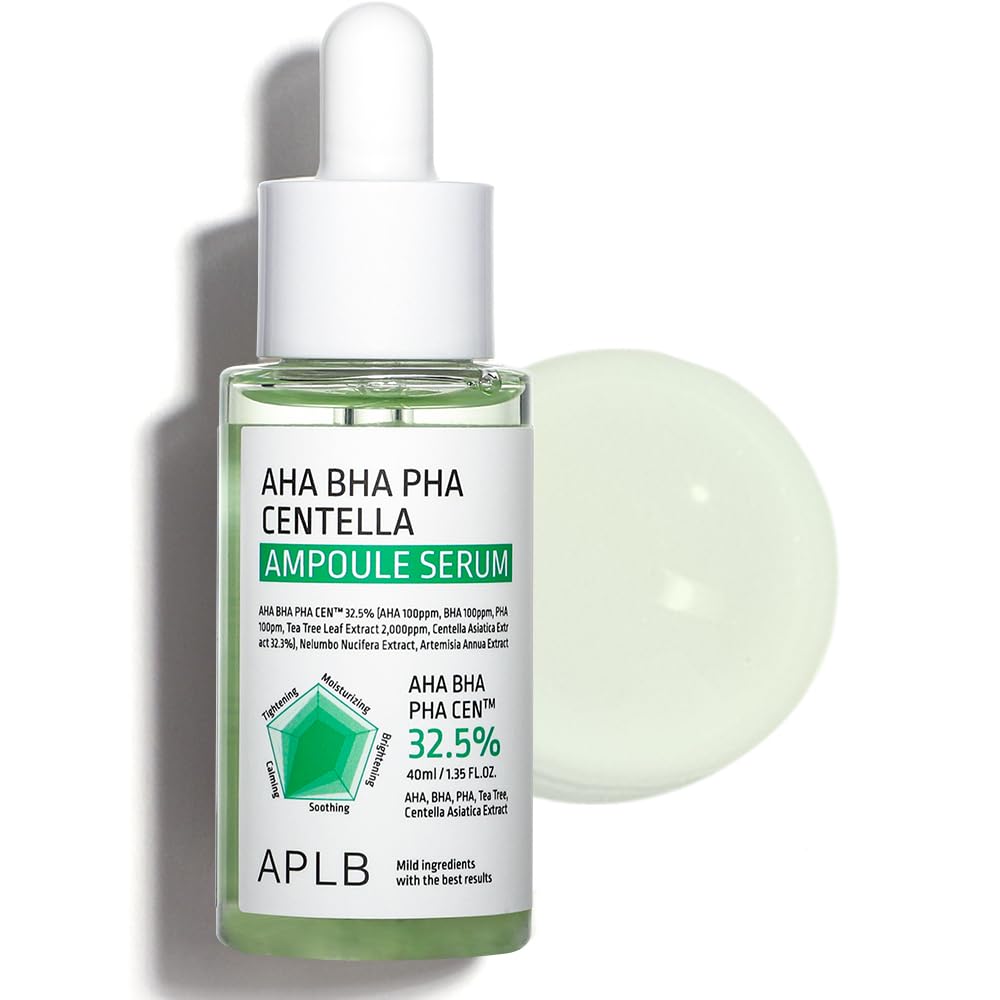 APLB AHA BHA PHA Centella Ampoule Serum 32.5% - Korean Exfoliating Face Serum for Smooth Skin | Gentle Chemical Peel with Long-Lasting Hydration | Improves Skin Texture & Revitalizes Dull Skin | Perfect for Daily Skincare Routine & Acne-Prone Skin Care