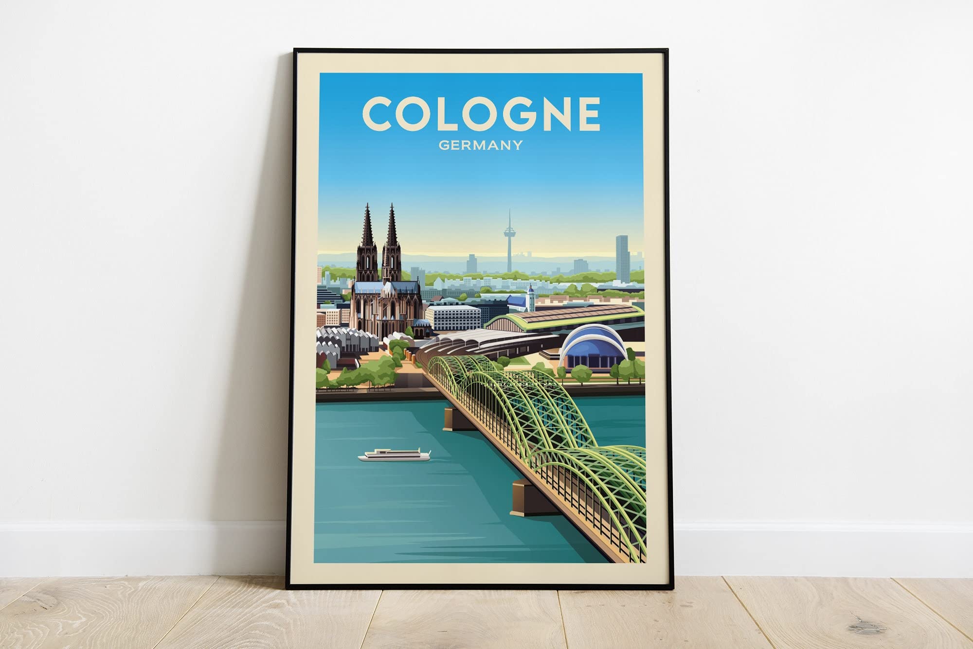 Germany Travel Print - Cologne Hohenzollern Bridge Poster, Cologne Illustration Wall Art for Home & Office Decor | Perfect Gift for Travel Lovers & Germany Enthusiasts
