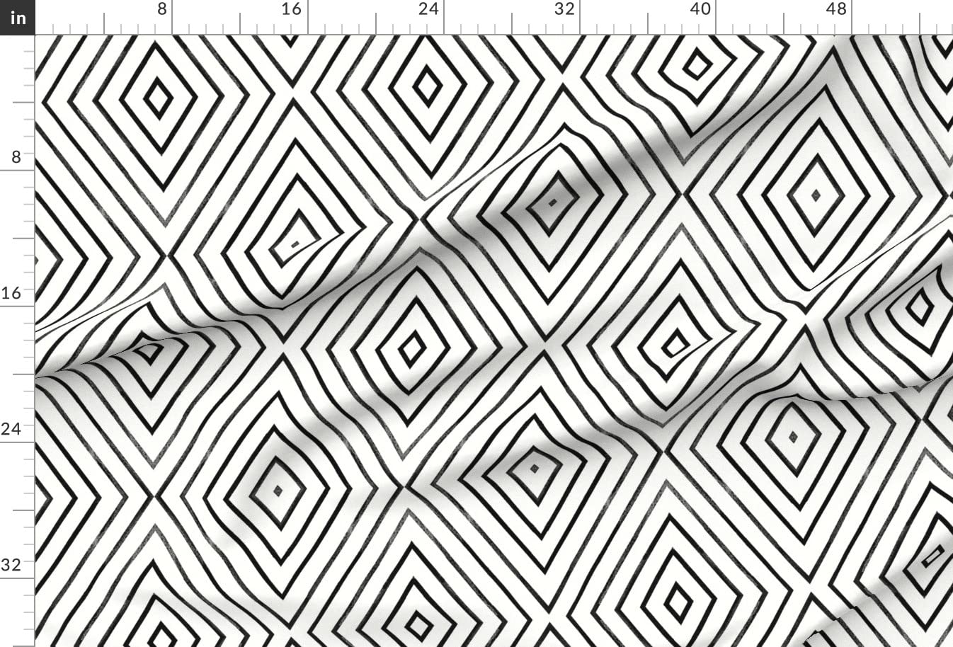 Diamond Stripe Mod Geo Chevron Black White Geometric Printed Minky Fabric by The Yard - Soft Plush Material for Sewing Baby Blankets, Quilt Backing & DIY Plush Toys - Perfect for Nursery Decor, Home Crafts & Gift Making