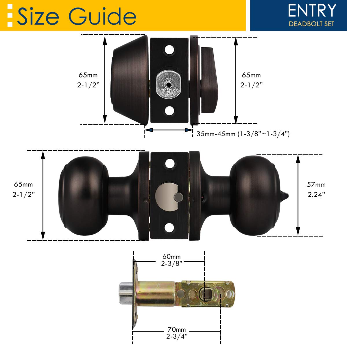 6-Pack Keyed Alike Oil Rubbed Bronze Entry Door Knob and Deadbolt Lock Set - Single Cylinder Exterior Security for Front Doors, Entrance & Office (Ideal for Home, Business & Rental Properties)