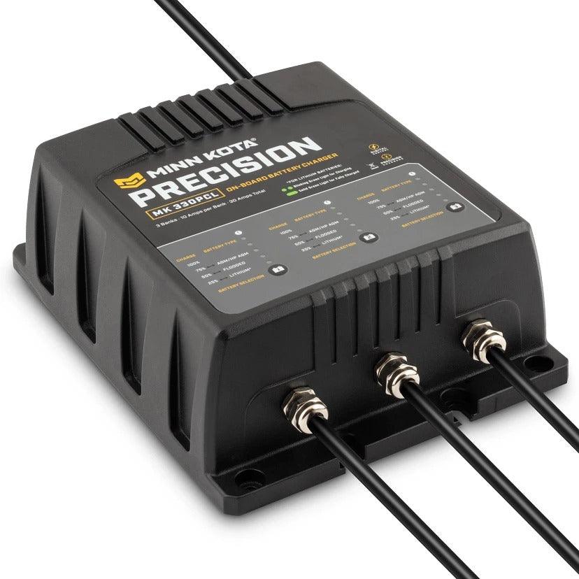 Minn Kota MK 330 PCL 3 Bank Precision On Board Marine Battery Charger - Fast Charging for Boats, Trolling Motors & Watercraft Accessories