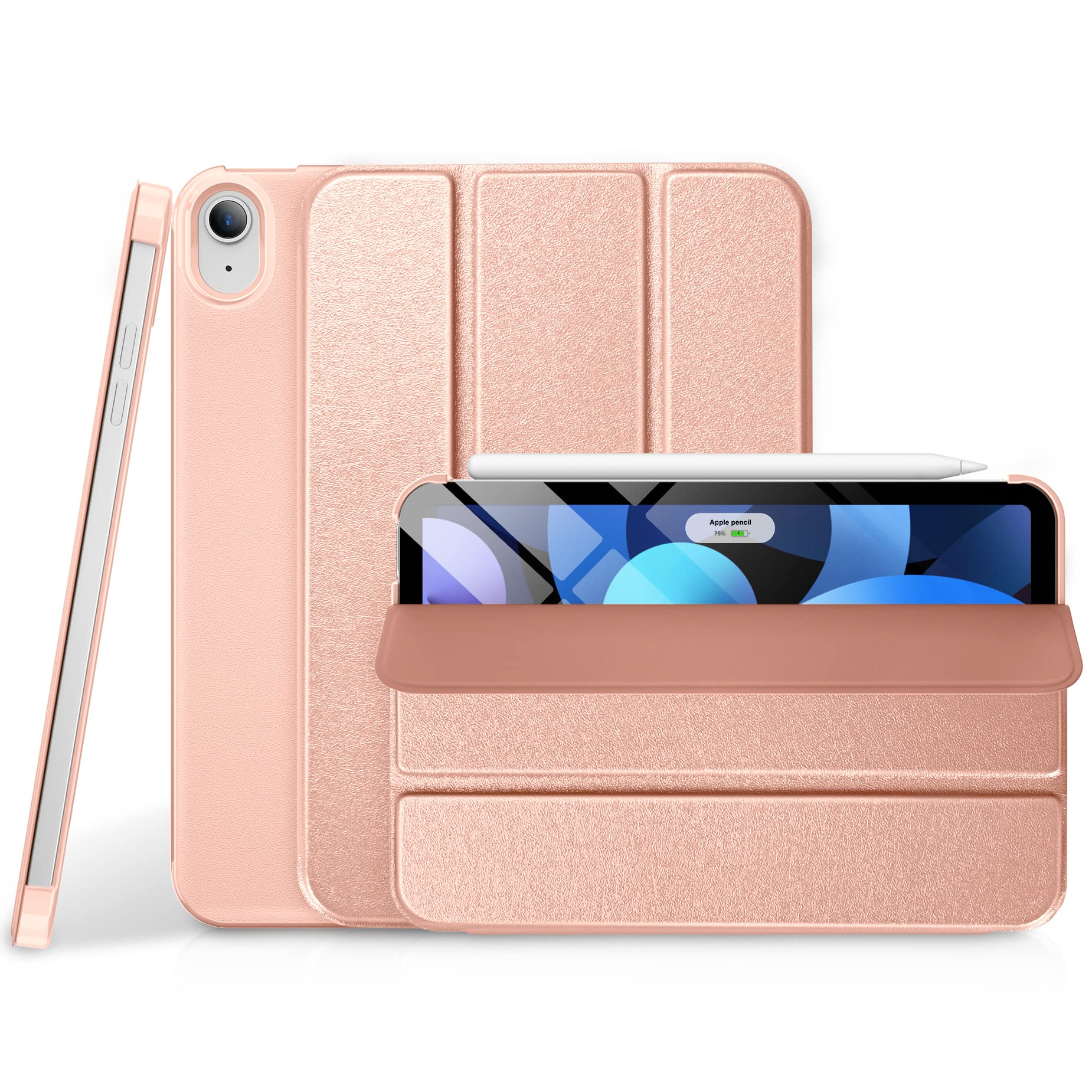 DTTO iPad Air Case for 11-inch M2 & 10.9-inch 5th/4th Gen - Sparkle Hard Back with Sheen Front Cover (2024/2022/2020 Models) - Compatible with 2nd Gen Apple Pencil Charging - Rose Gold - Perfect for Work, School & Travel Protection