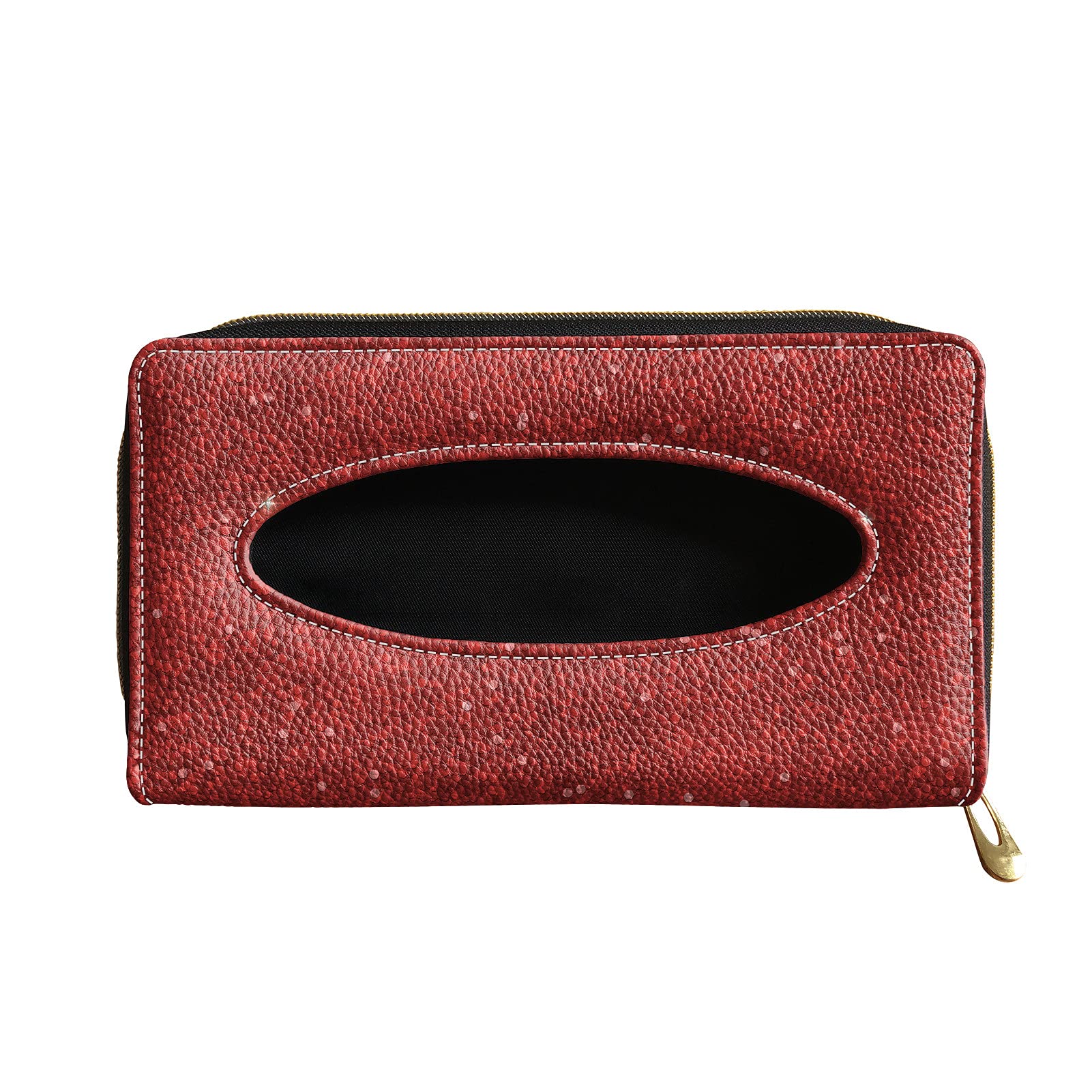 Pocelaces Car Sun Visor Tissue Box Holder - PU Leather Backseat Tissue Case & Mask Organizer with Glitter Red Design | Perfect for Car, SUV & Road Trips - Keep Napkins & Essentials Handy While Driving