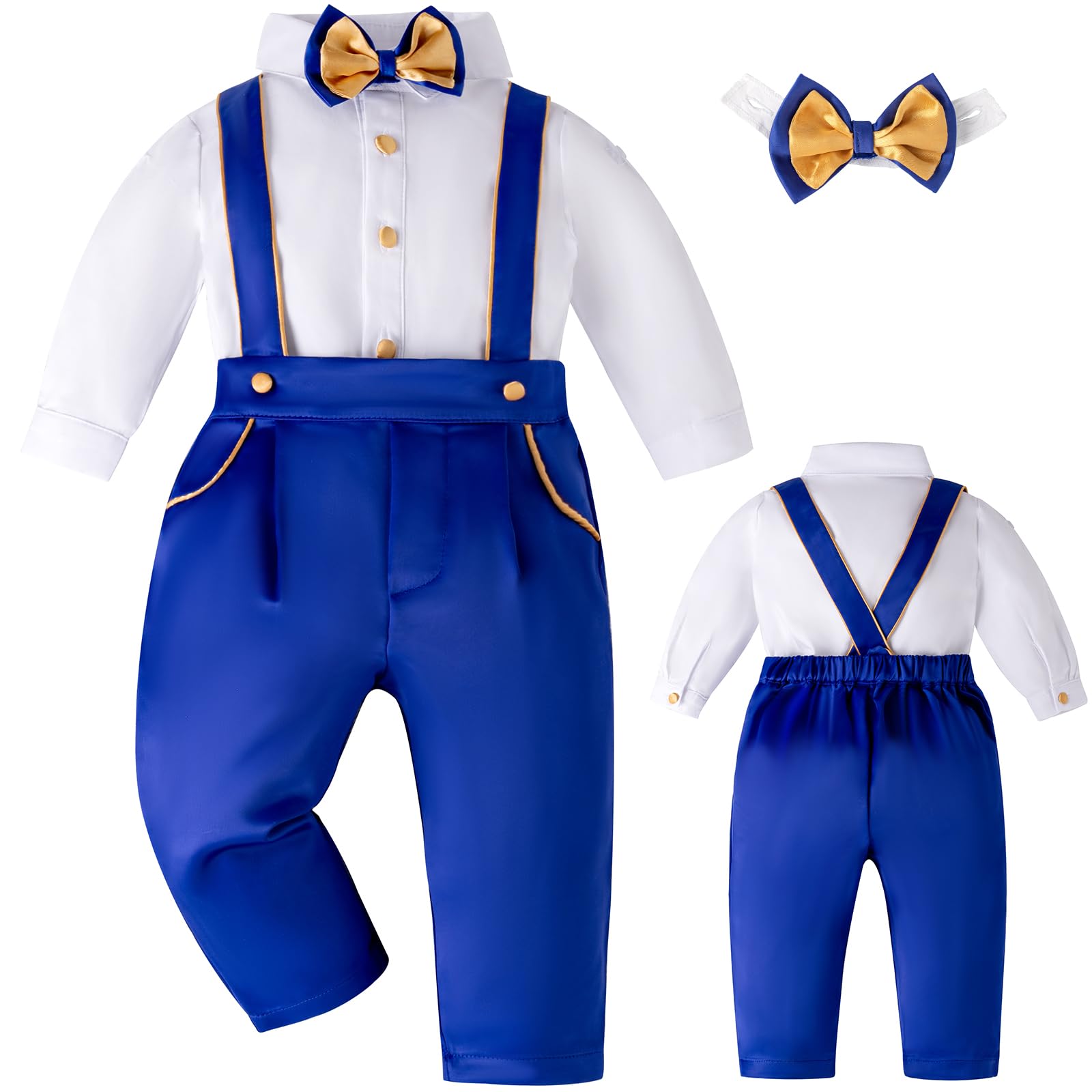 Booulfi Baby Boys Clothes - Newborn Christmas Outfit & Gentleman Formal Suit for Baby Boys | Birthday, Fall & Holiday Outfits | Perfect for Parties, Photos & Special Occasions
